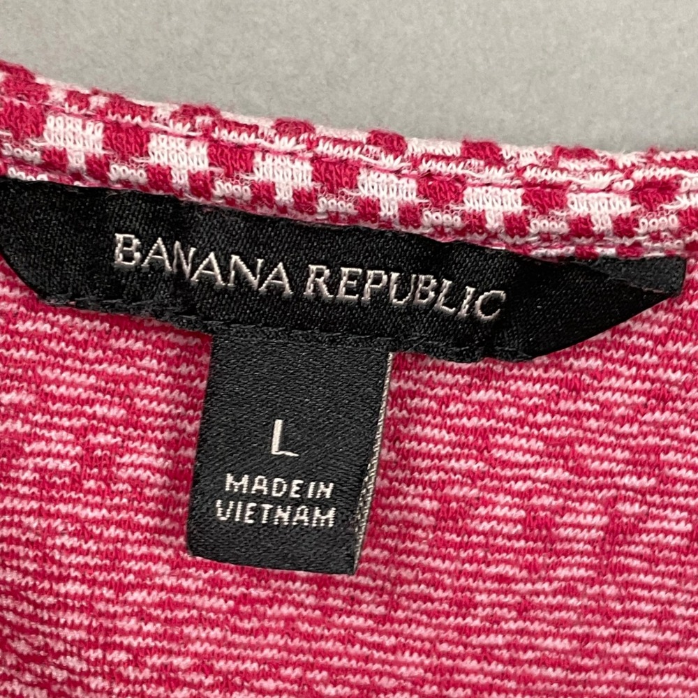 Banana Republic Striped Top Button Back Tank Pink White Woven Sleeveless Large - Picture 7 of 12